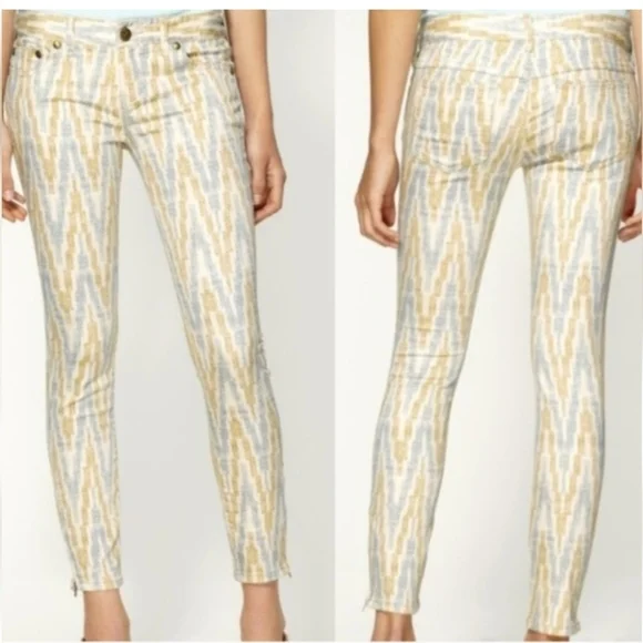 Free People Jeans Free People Ikat Print Cropped Skinny Jeans Size 29 - Picture 1 of 7